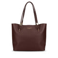 Minimalist Burgundy Faux Leather Everyday Tote Bag | COFFEE