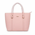 Chic Blush Pink Structured Tote Bag with Gold Hardware & Back Zip Pocket