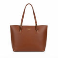 Minimalist Burgundy Faux Leather Everyday Tote Bag | BROWN